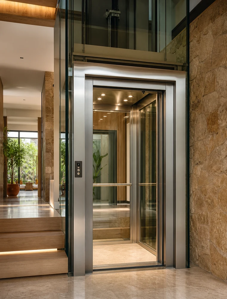 Elevador residencial moderno instalado en casa de lujo